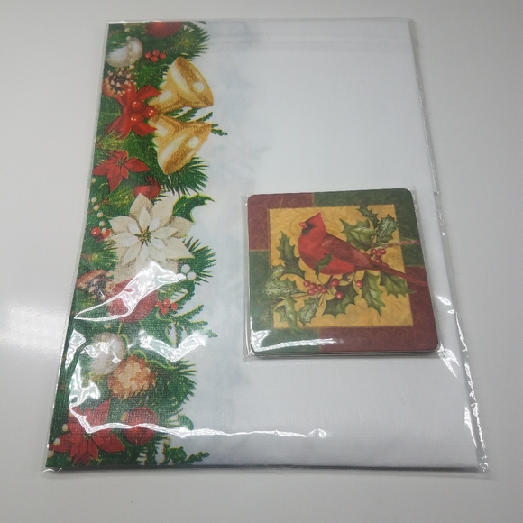Christmas Holiday Winter Table Runner and Coasters - Picture 1 of 5